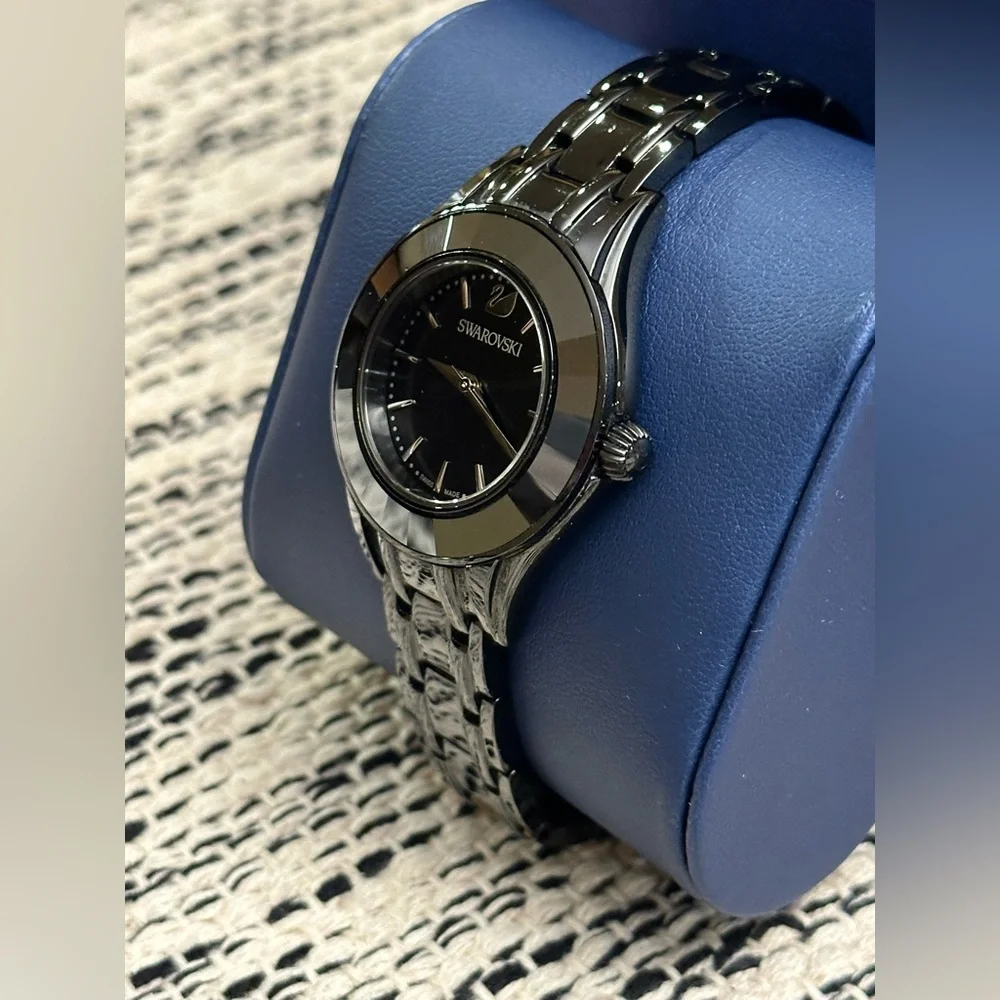 Swarovski Alegria 33mm Black Crystal Bezel Sunray Dial Watch